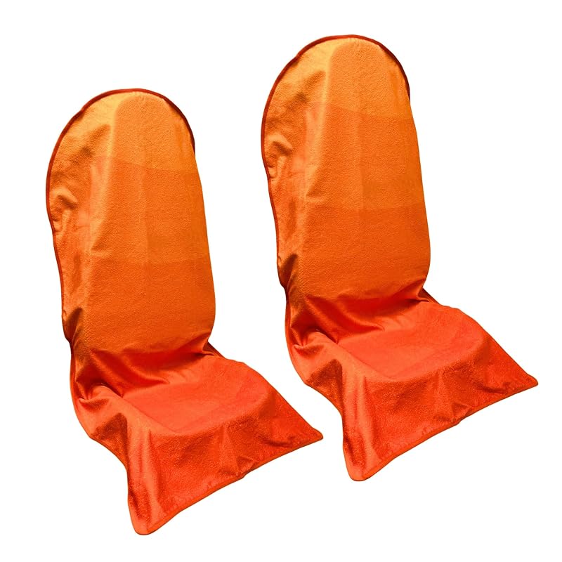 Capa Impermeável para Banco Dianteiro de Carro Hirritale, Tecido de Toalha, Laranja, Kit com 2