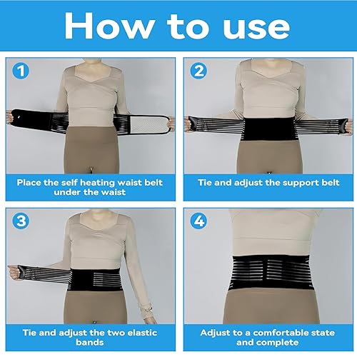 Miniatura 9 de Soporte de espalda con imán, soporte magnético de turmalina para aliviar el dolor de espalda baja, autocalentamiento y banda de cintura calmante,