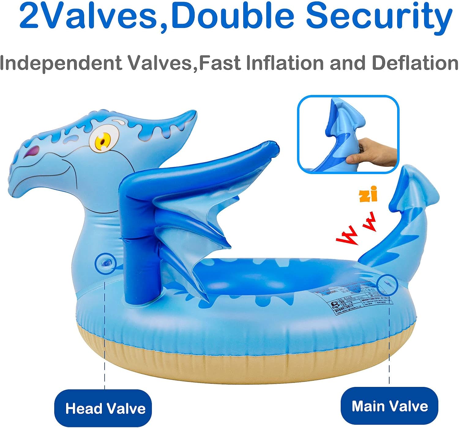 COOTONADA Kids Swim Pool Rings - Float Tubes Floaties Inflatable Dinosaur Toy ，Fun Party Swimming Pool Floats Learn to Swim Water Pool Floats for Kids 3-6 5-8 Years Old (Blue-Pteranodon) 32inch : Toys & Games