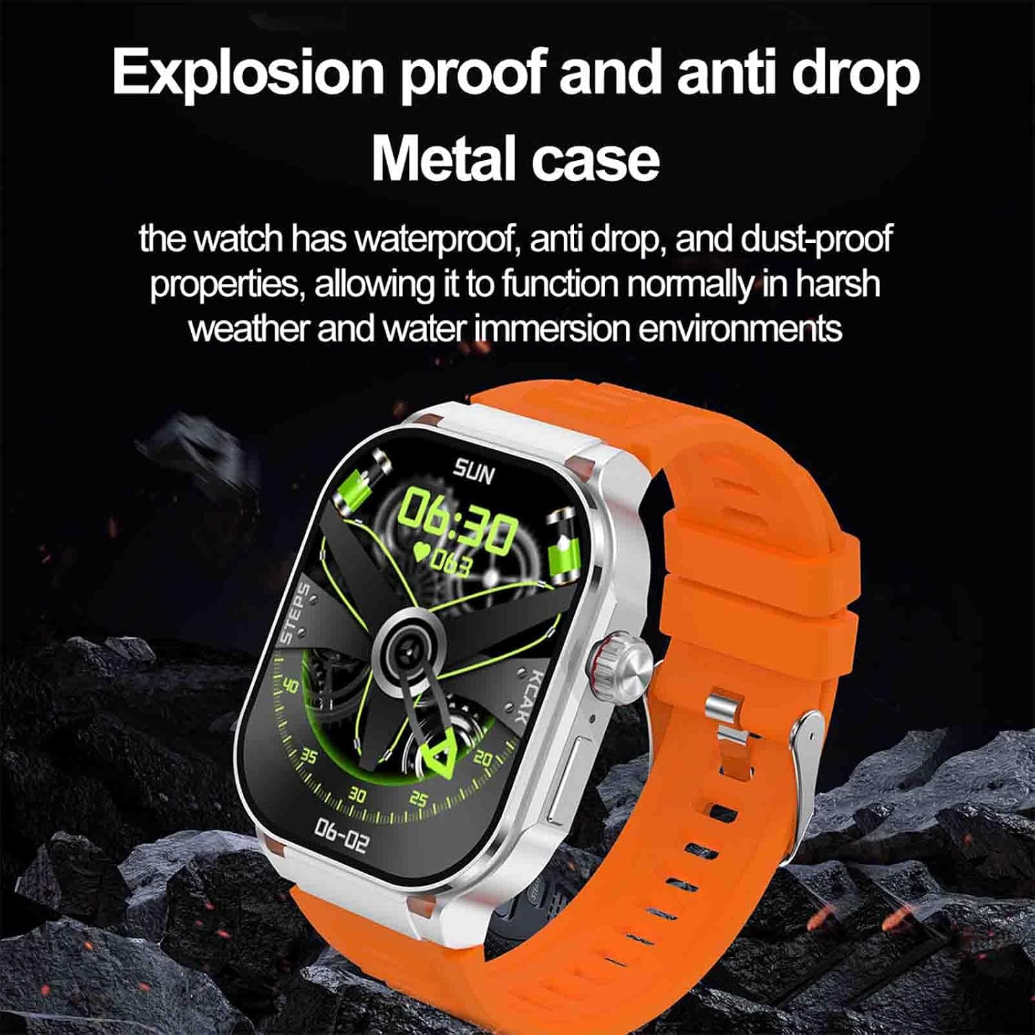 2.06" Smart Watches for Men Outdoor Watches for Men Waterproof Health Monitor with Heart Rate Monitor Sleep Tracker Sports Watch for iOS Android