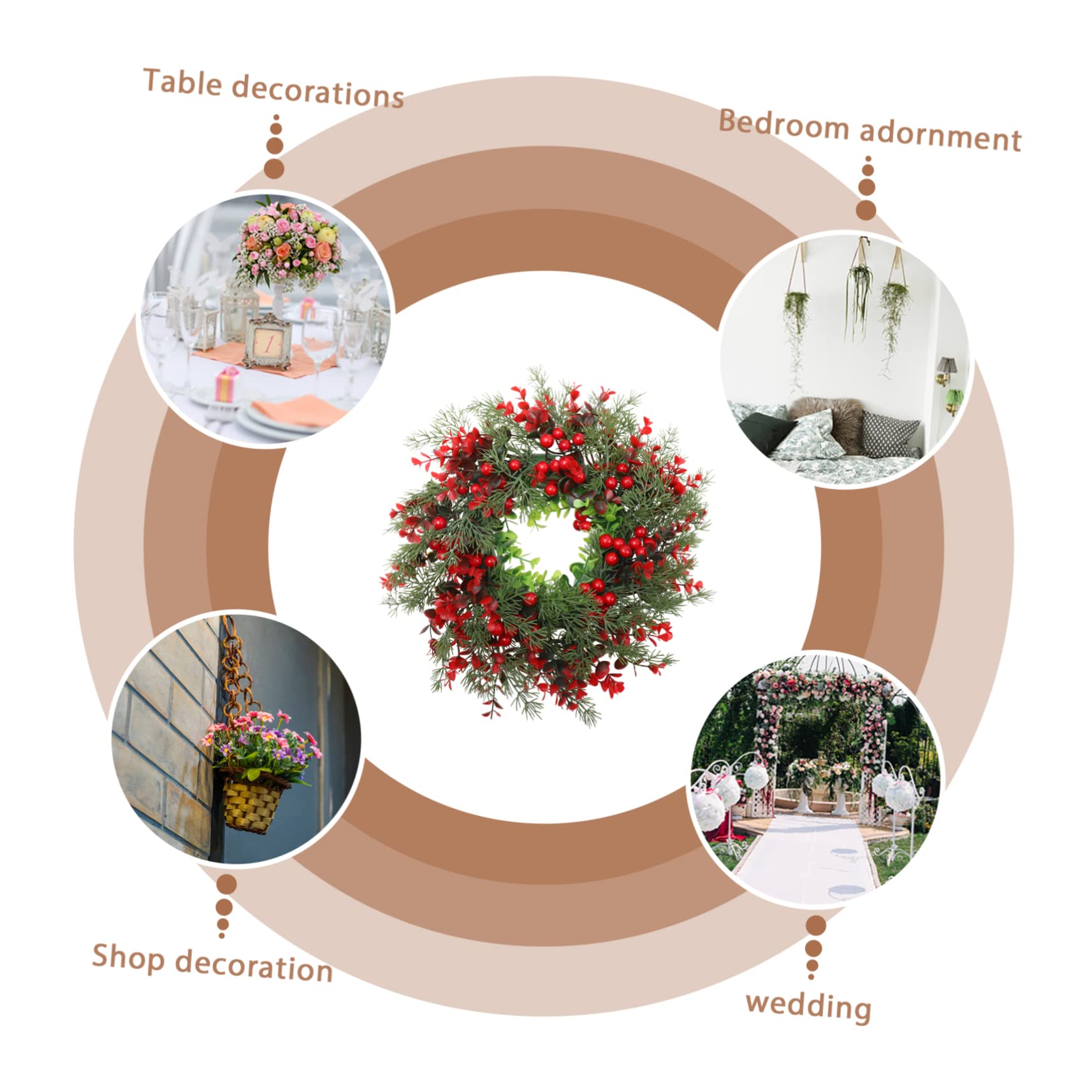 Colgante De De Acebo De Navidad Decoración para Puerta De Fiesta Adorno De De Bayas 1 Ud.