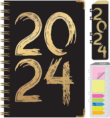 Agenda 2024 de tapa dura: (noviembre de 2023 a diciembre de 2024) Agenda diaria semanal mensual de 5.5 x 8 pulgadas, agenda anual. Marcapáginas,