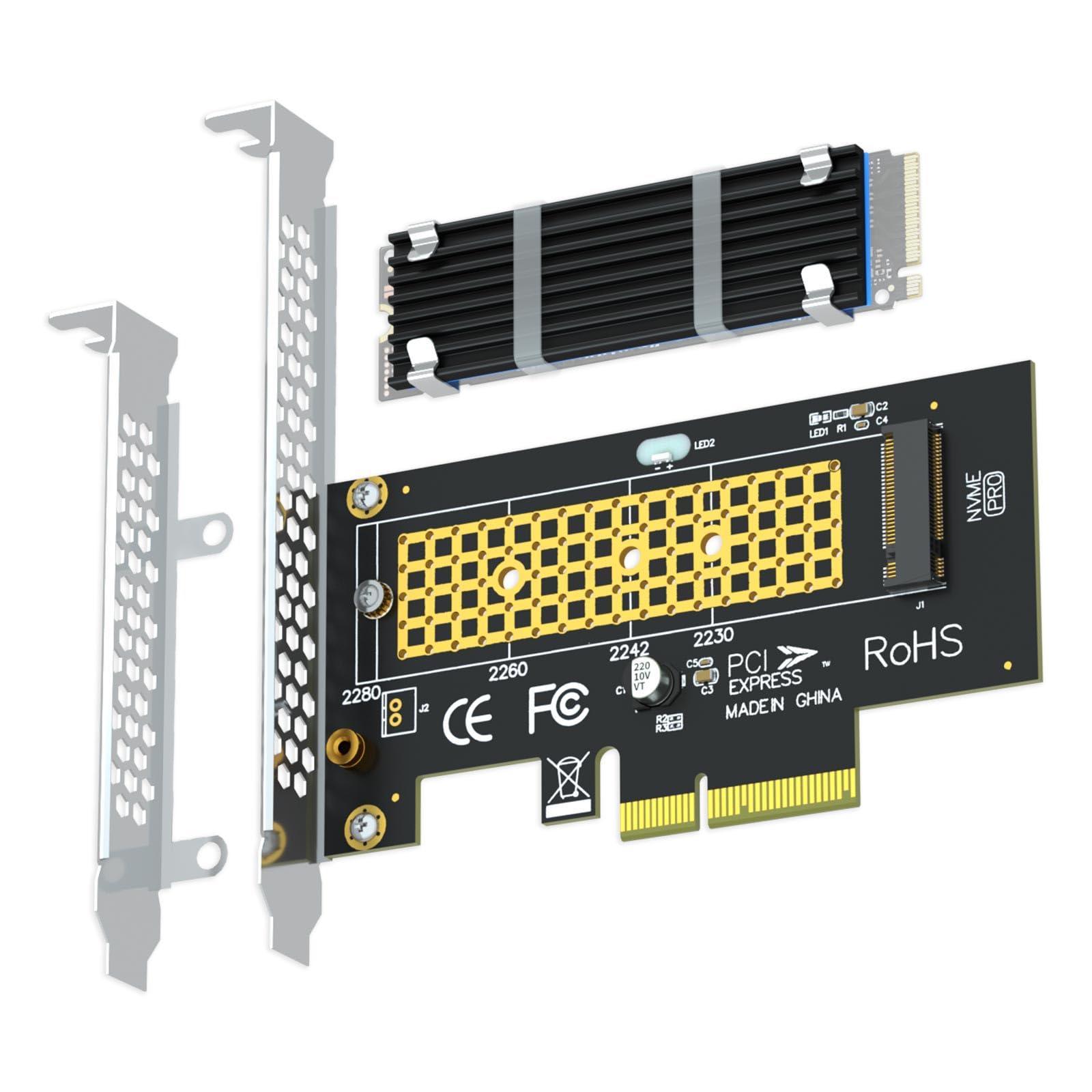 GLOTRENDS PA09-HS M.2 NVMe to PCIe 4.0 X4 Adapter with M.2 Heatsink for M.2 NVMe SSD