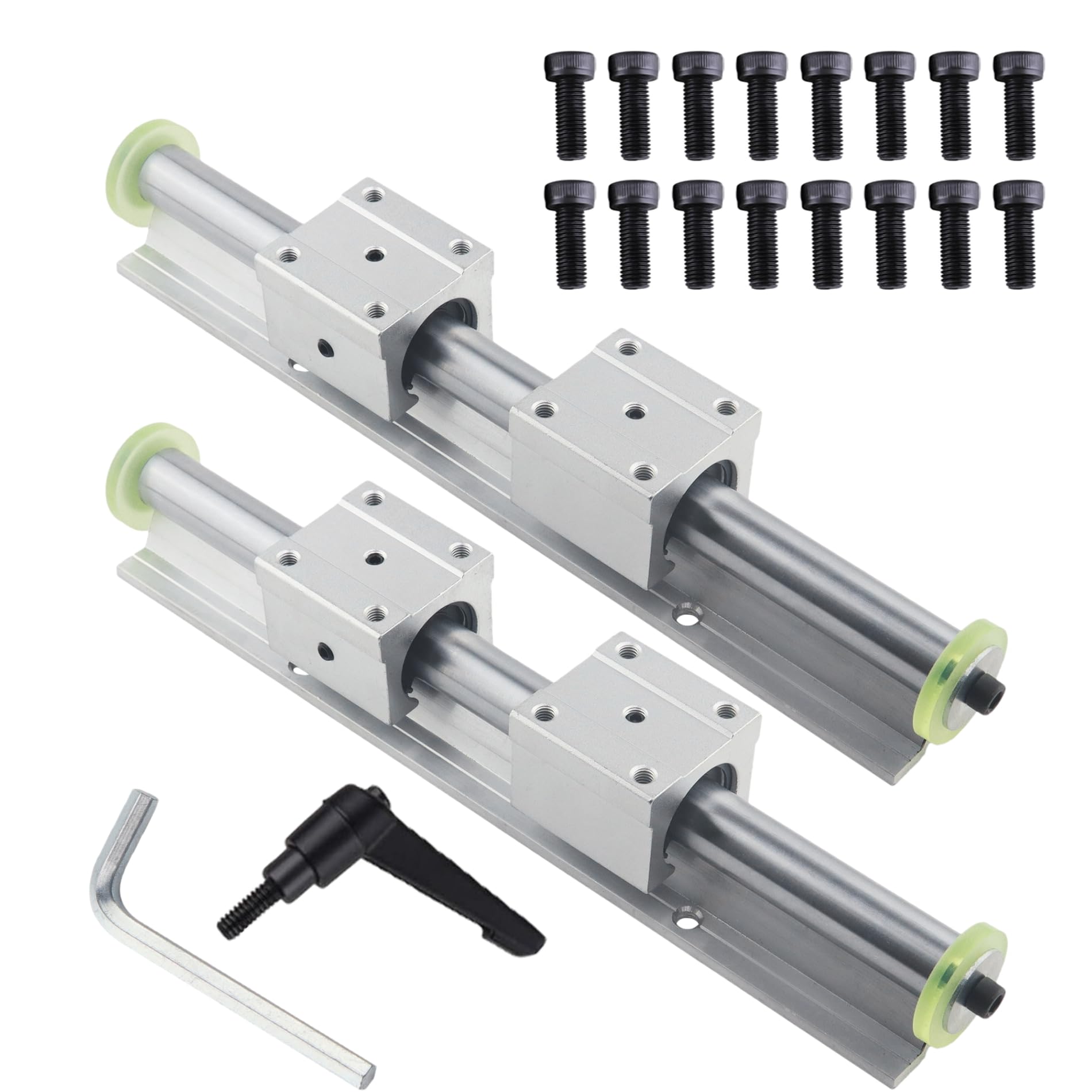 SBR20-1000 Linearschiene Führungsschiene Set mit Dichtringe, 2 Stück SBR20 Linearführung 1000 mm, 4 Stück SBR20UU Lagerblöcke, Linearführungsschienen für CNC, Fräse