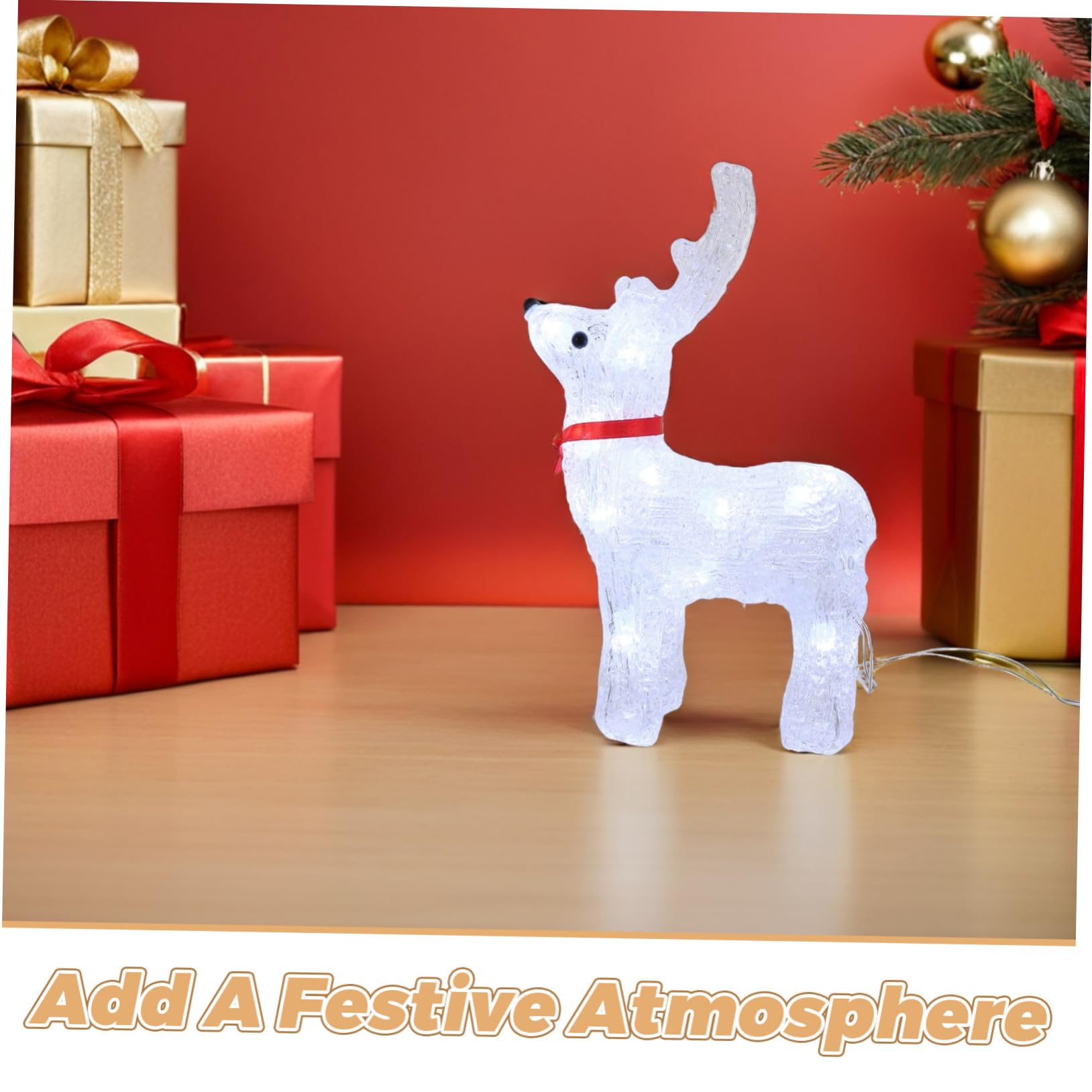 ORFOFE Leuchtendes Rentier Tischdekoration aus Kunststoff 3 Stück Elegantes Design Vielseitig Platzierbar Festliche Weihnachtsdeko für Fenster und Urlaubssaison