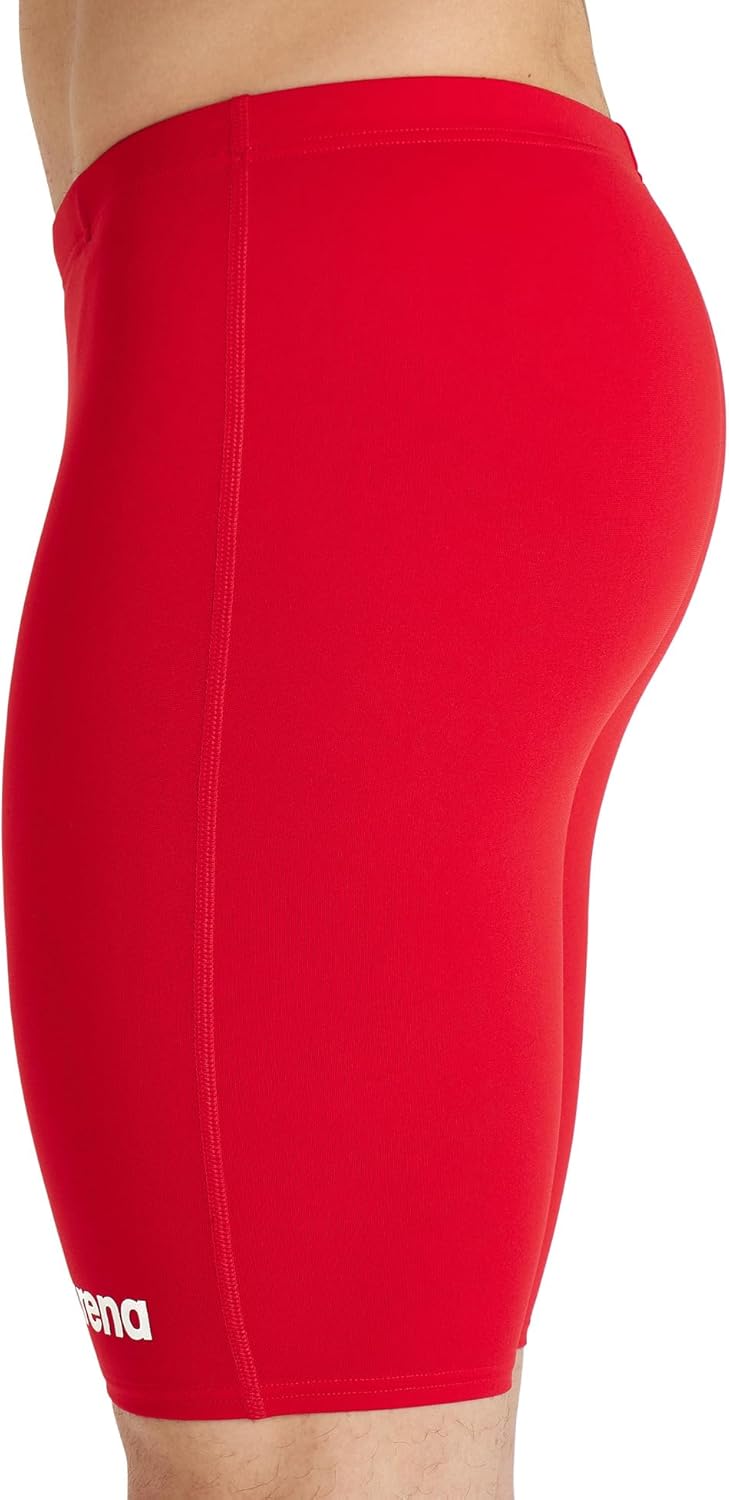 ARENA Men's Team Colors Solid Swim Jammer MaxLife Athletic Swimwear Professional Training Swimsuit Sports Bathing Suit, Red/White, US Size 44