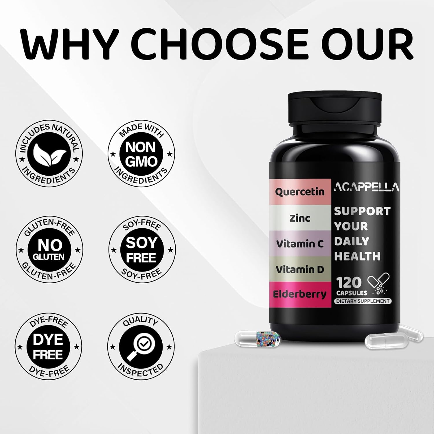Vitamin D & Vitamin C 1000mg zinc supplements - black elderberry capsules k2 d3 magnesium vitamin supplement,quercetin with bromelain - Zinc Supplements For Men and Women With Artemisinin, Sea Moss