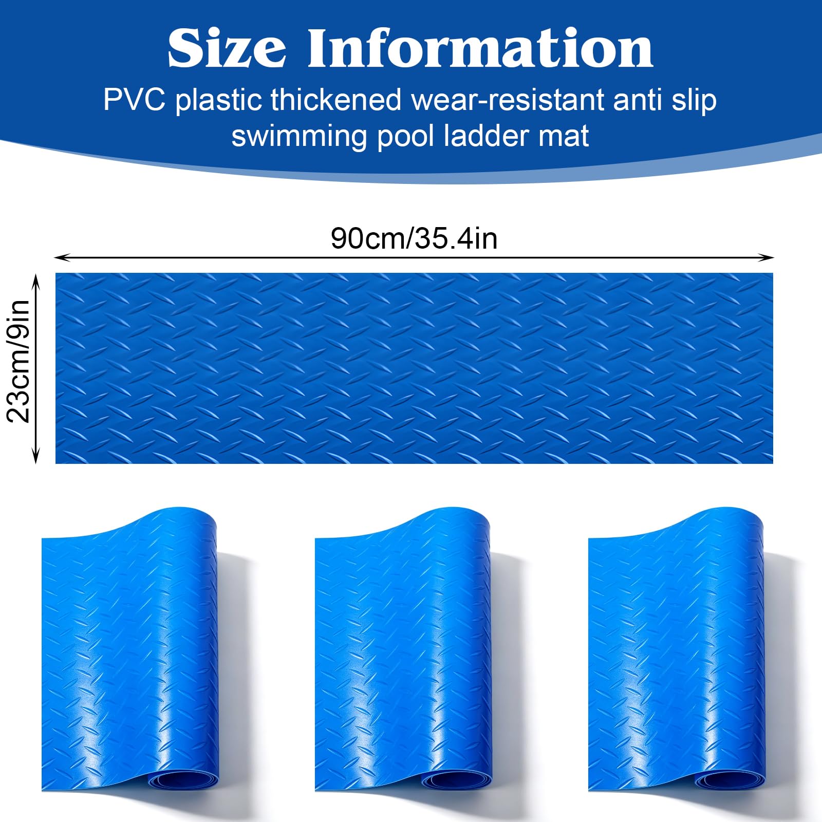 3 unidades de alfombrilla para escalera de piscina: 90 x 23 cm, alfombrilla protectora para piscina, alfombrilla antideslizante con textura antideslizante para pasos, escaleras, escaleras