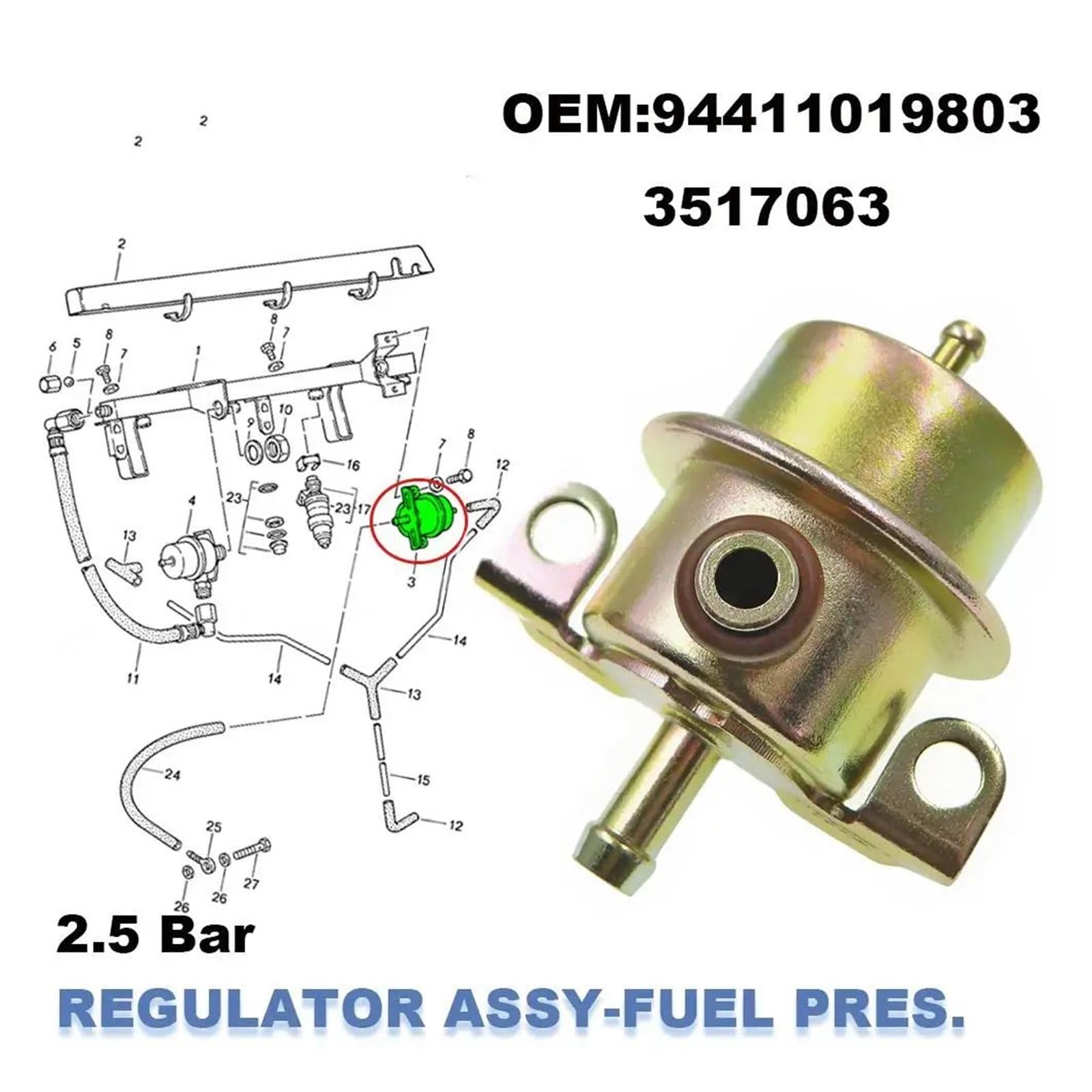 Fuel Pressure Regulator,Fit For VW,for Polo,for LAND ROVER | Fit For Range Rover,for Ford,for Bronco Ranger