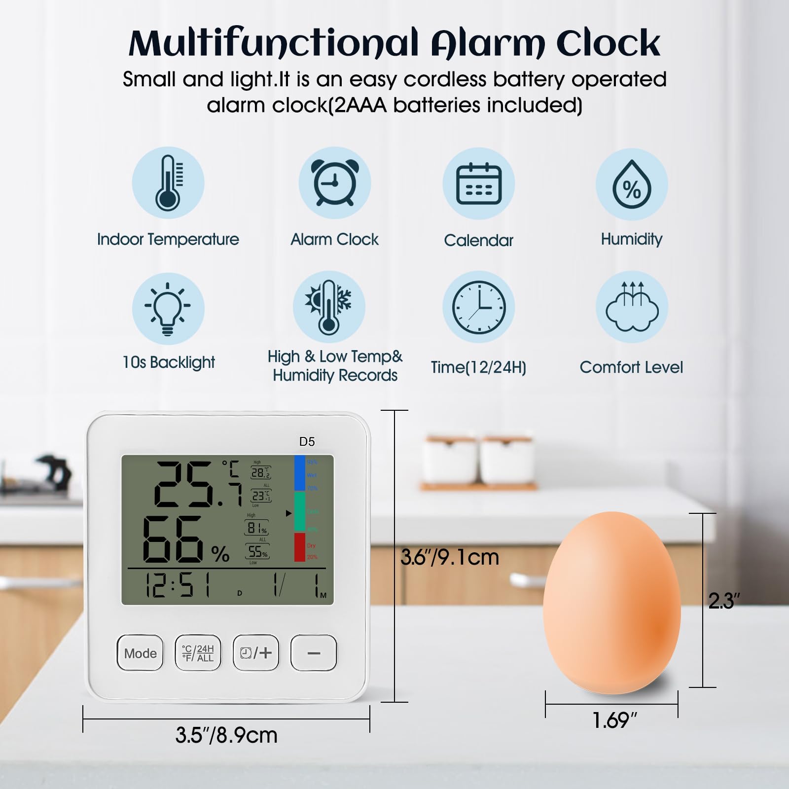 Humidity and Temperature Monitor with Backlit, LXSZRPH Digital Indoor Thermometer Hygrometer with High Low History - Image 4