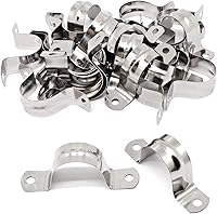 Vista 7 de Abrazadera de conducto M32 (1-1/4 pulgadas), 32 piezas, correa de acero inoxidable de 2 agujeros, soporte en U, abrazadera de correa rígida