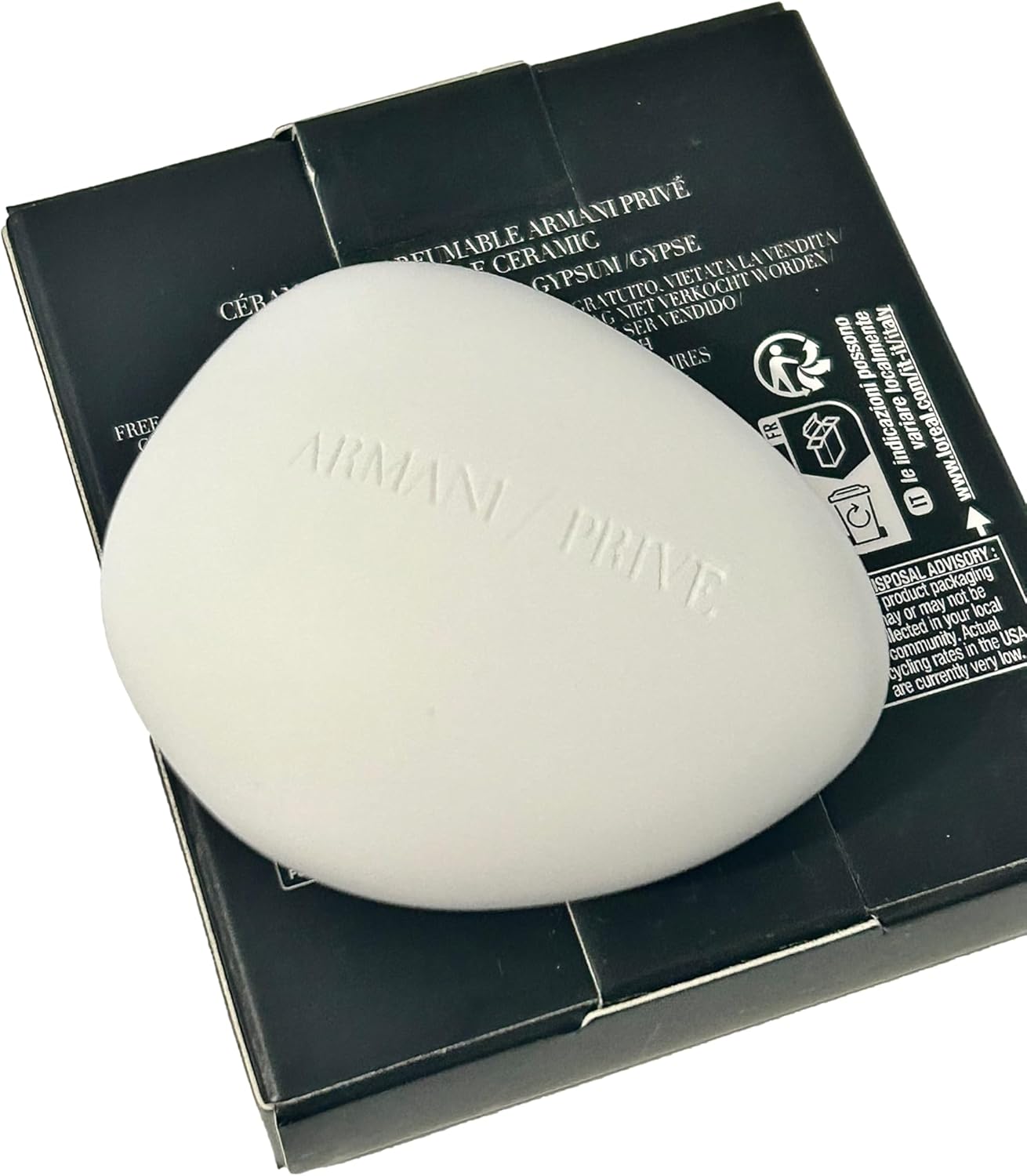 GIORGIO ARMANI Ceramic Massage Stone Small Travel Size 2.5 L x 2 White - 2603