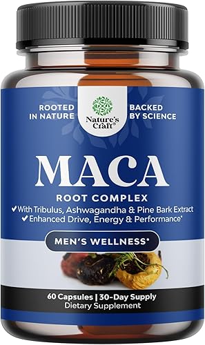 Potentes cápsulas de raíz de maca negra para hombres, suplemento de bienestar a base de hierbas con ginseng siberiano Ashwagandha y raíz de maca disponible en Yaxa Costa Rica