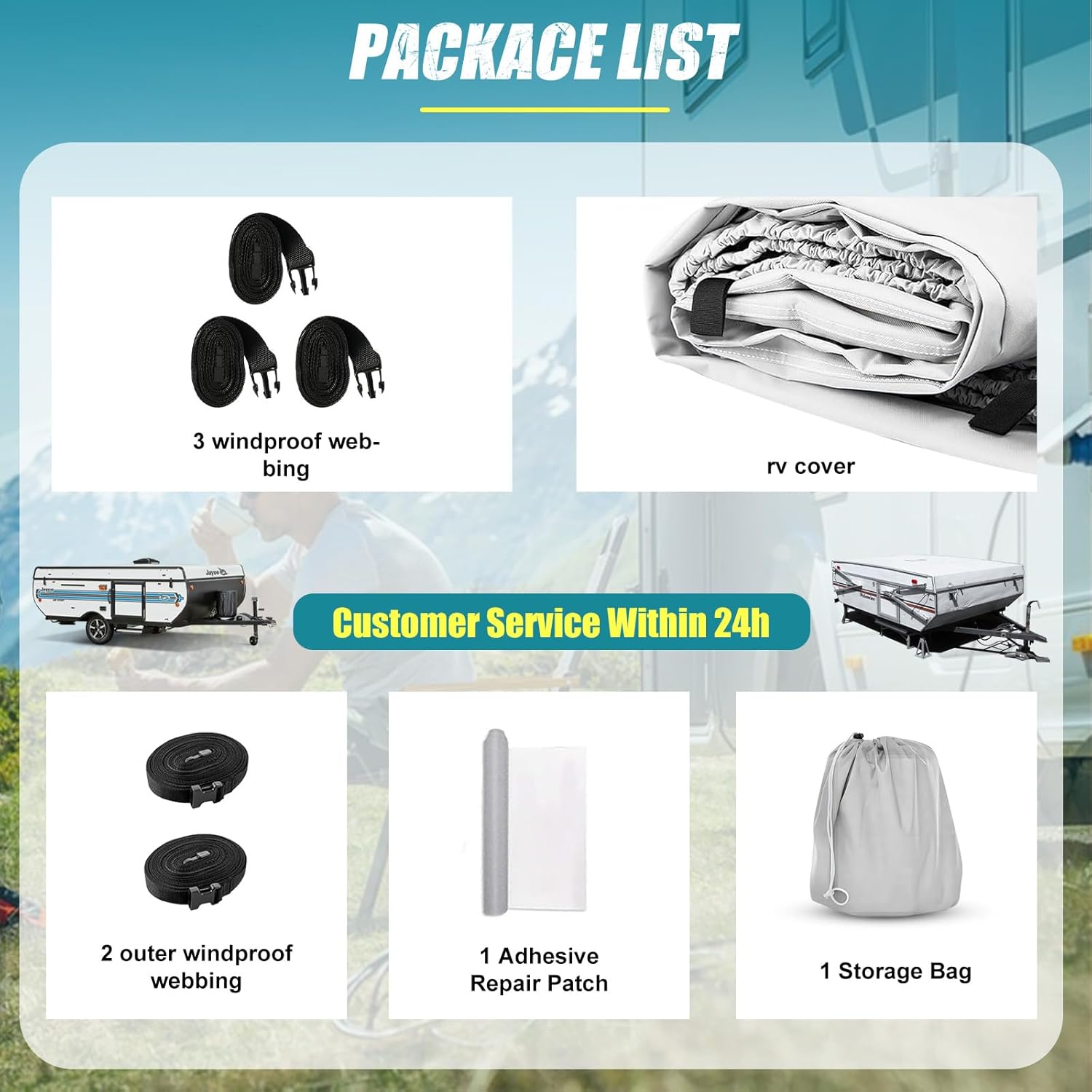 Heavy Duty 420D Oxford 8-10ft Pop Up Camper Trailer Cover, Windproof Waterproof RV Utility Trailer Cover with Top Tent and Air Vent, 132IN*88IN*42IN