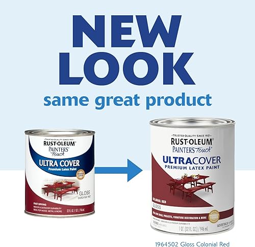 Miniatura 2 de Rust-Oleum Painter's Touch Brush 1964502 - Pintura esmaltada, color rojo colonial brillante, 1 cuarto de galón, 32 onzas líquidas (paquete de 1)