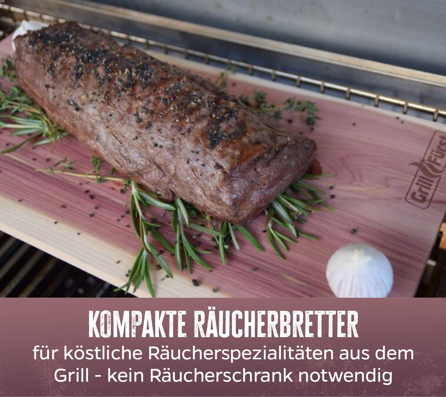 Grillfürst Planches à Fumer - Set de 4 - Planche à Griller en Bois de hêtre - Planche à Griller pour délicieux arômes de fumée - Planche pour Griller, 29 x 13 x 1 cm - Planches Grillade Barbecues