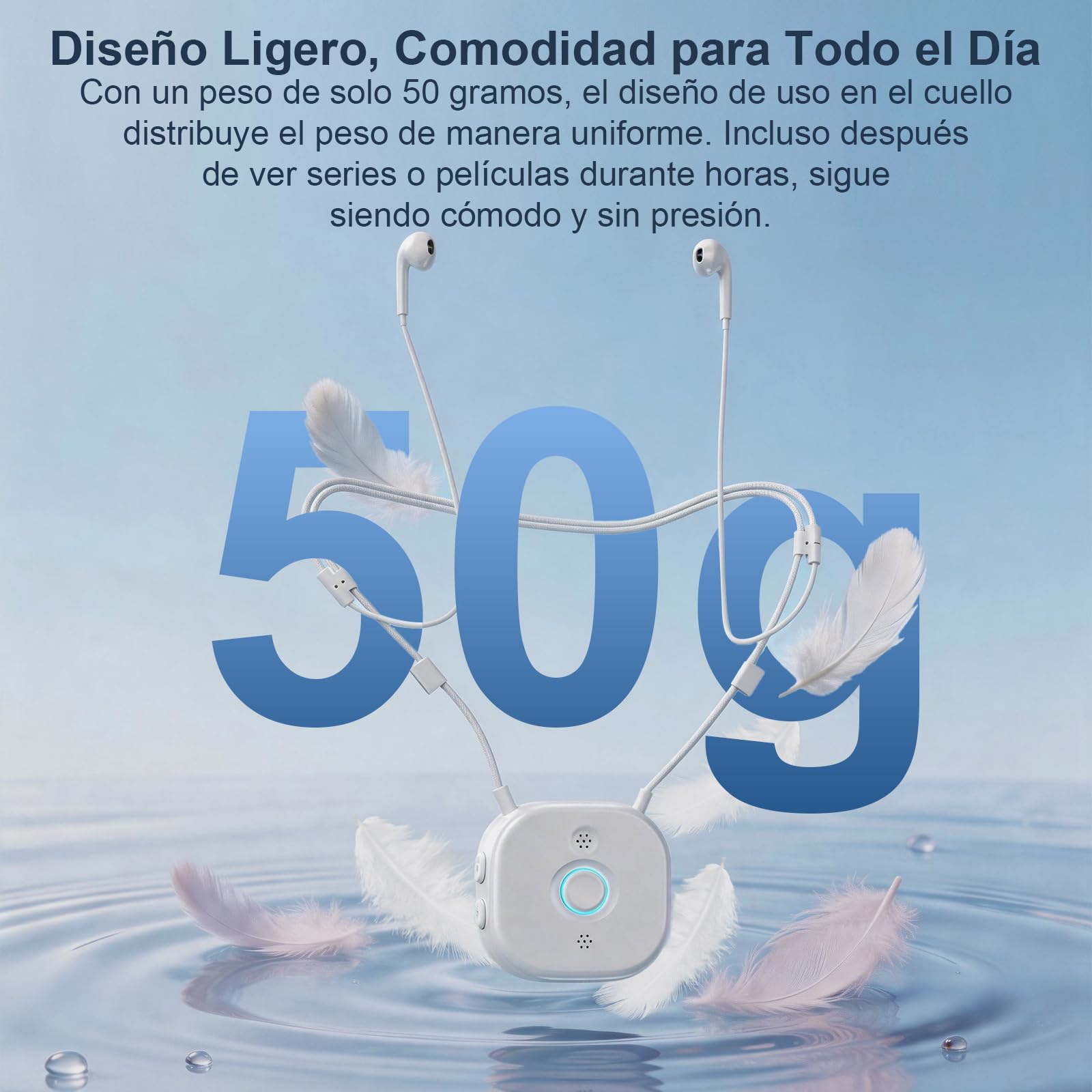 Auriculares Inalámbrico Independiente del Volumen L/R, Auriculares Semi-Intraauriculares con Cable Alrededor del Cuello, Con Transmisor USB para TVs, Teclas Grandes para Personas Mayores, Blanco