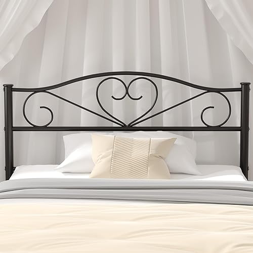 Miniatura 4 de VECELO Base de cama de plataforma de metal con cabecero y estribo, base de colchón de listones de acero, no necesita somier, individual, negro carbón