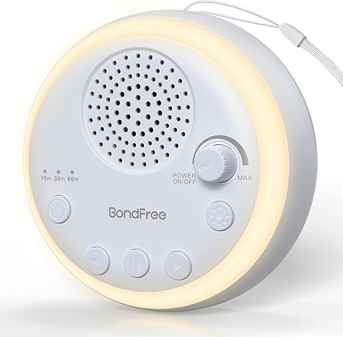 BondFree Máquina de ruido blanco, máquina de sonido portátil para adultos, máquina de sonido para dormir para bebés con luz de respiración, 16