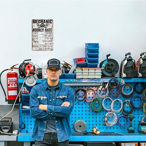 Miniatura 4 de Divertido letrero de mecánico, divertidos letreros de metal vintage, regalos mecánicos para hombres, papá y marido, letrero de metal vintage por