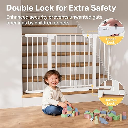 Miniatura 3 de Cumbor Puerta de bebé extra ancha de 29.7 a 51.5 pulgadas para escaleras, puertas para perros montadas a presión para puertas y pasillos, cierre