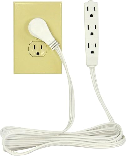 Miniatura 3 de Cable de extensión de 3 pies  cable, 3 puntas a tierra, 3 tomas, enchufe plano en ángulo.