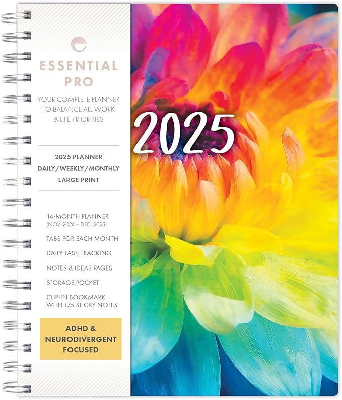 Essential PRO 2025 Daily, Weekly & Monthly Planner, 7"x9": 14 Months (Nov 2024 -