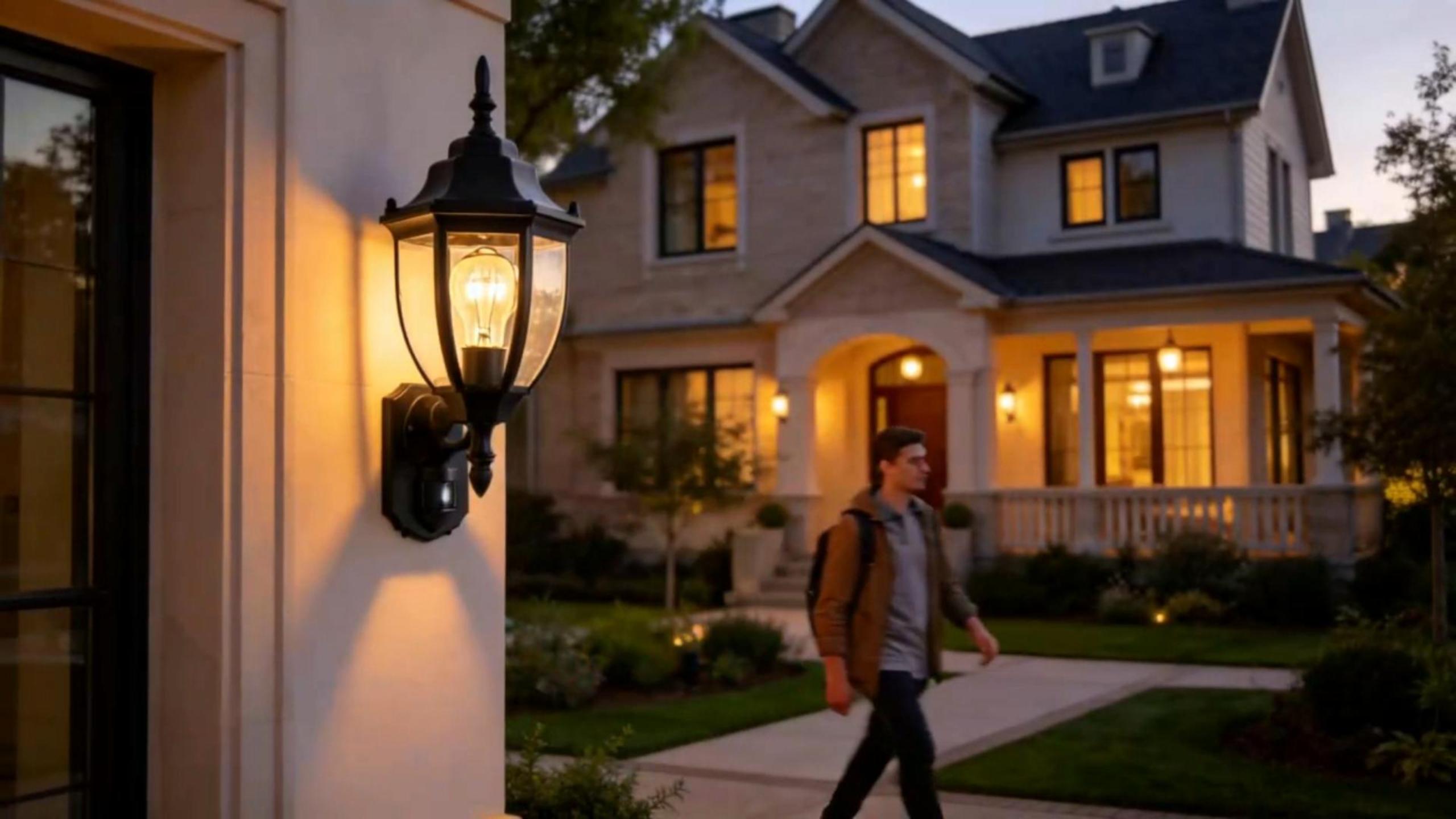 Image of Porch Lights Outdoor Motion Sensor Wall Sconce Anti-Rust Aluminum, Exterior Outdoor Wall Lights Dusk to Dawn Porch Light Fixture Wall Mount for House Outside Patio