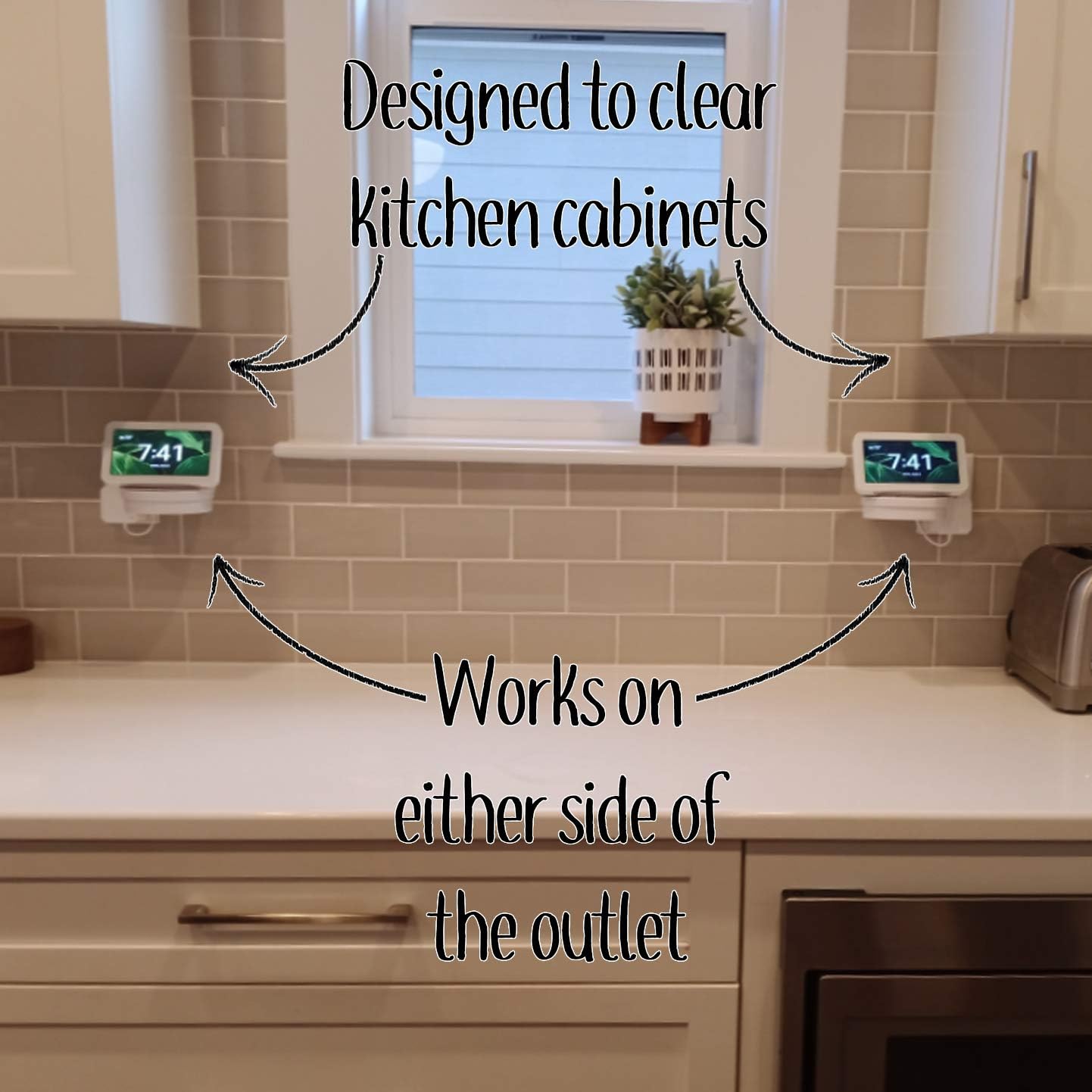 The Easy Outlet Shelf for Round Dot 4th Gen and Show 5 - Installs In Seconds - Hidden Cord Cable Storage Management - Award Winning Design