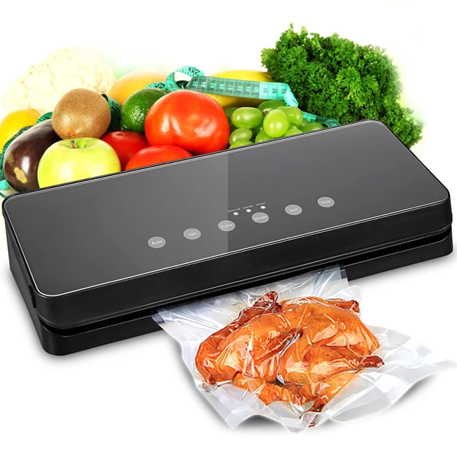Sellador de alimentos al vacío, máquina selladora automática al vacío de una comida, selladores de alimentos al vacío, conservación de alimentos en modo seco/húmedo/pulso, sistema de embalaje de sell