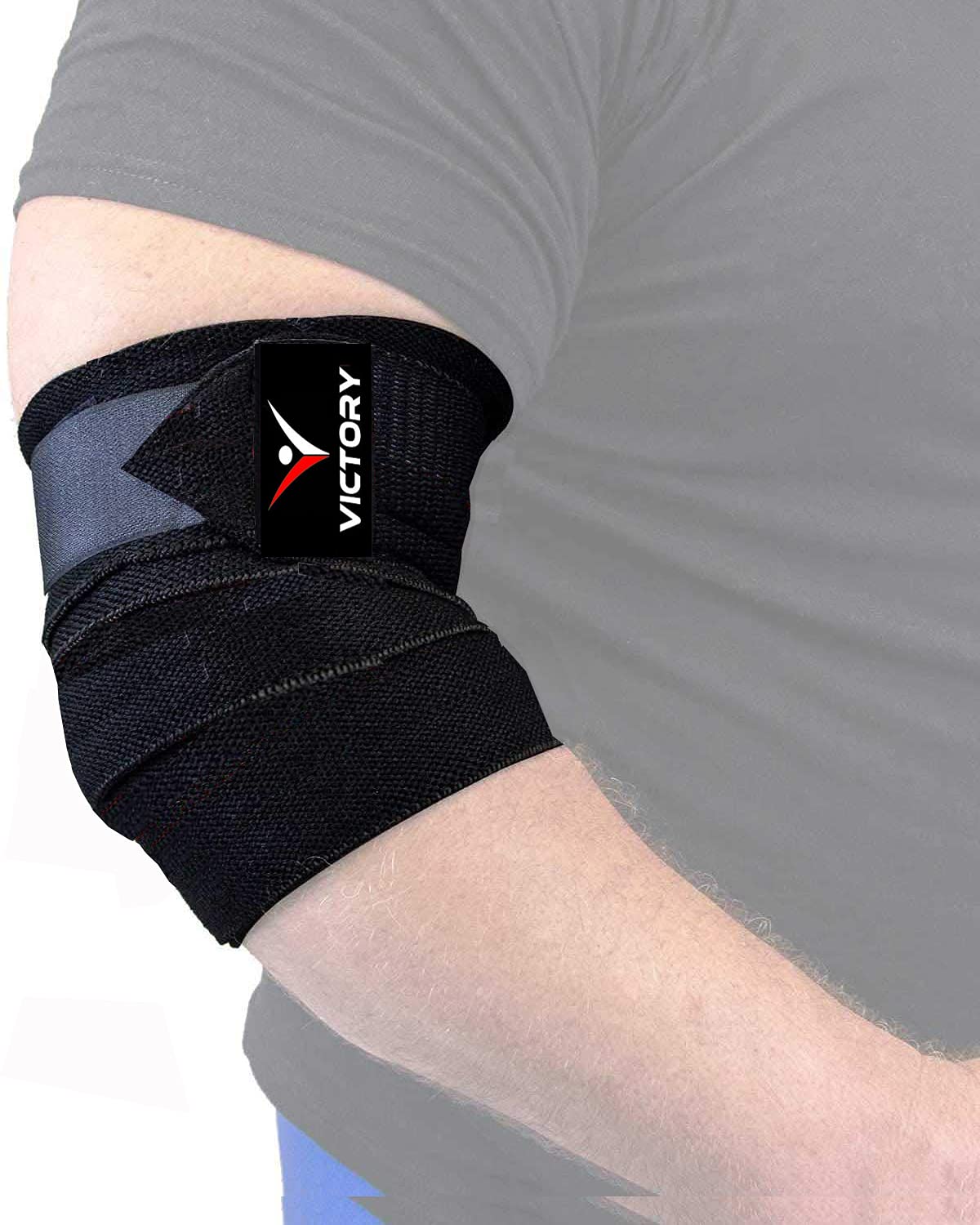 Victory Elbow Support for Gym with Strap Unisex | Adjustable, Great for Sprained Elbows Band Tennis Elbow Support For Badminton Cricket & Sports Elbow Sleeves/Elbow Guard/Elbow Brace - Free Size