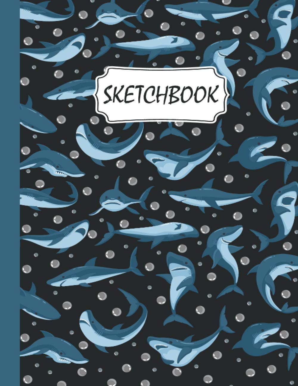 Shark Sketchbook: Shark Blank Page Sketchbook To Write Notes, Notepad, To Do Lists, Sketching, Shark Pattern Sketch Drawing Design