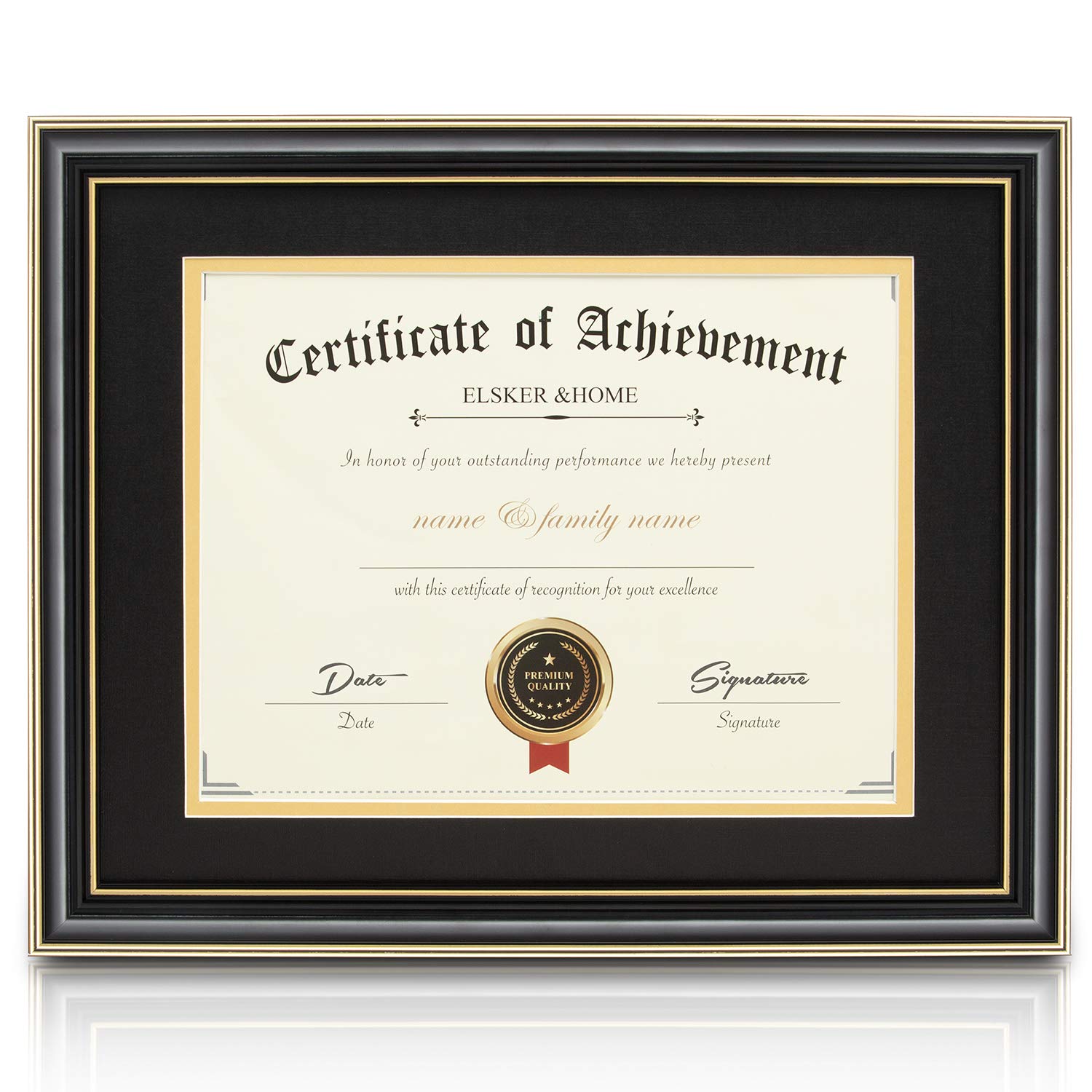 ELSKER&amp;HOME 8.5x11 Diploma Frame with Black Mat,Real Black Wood