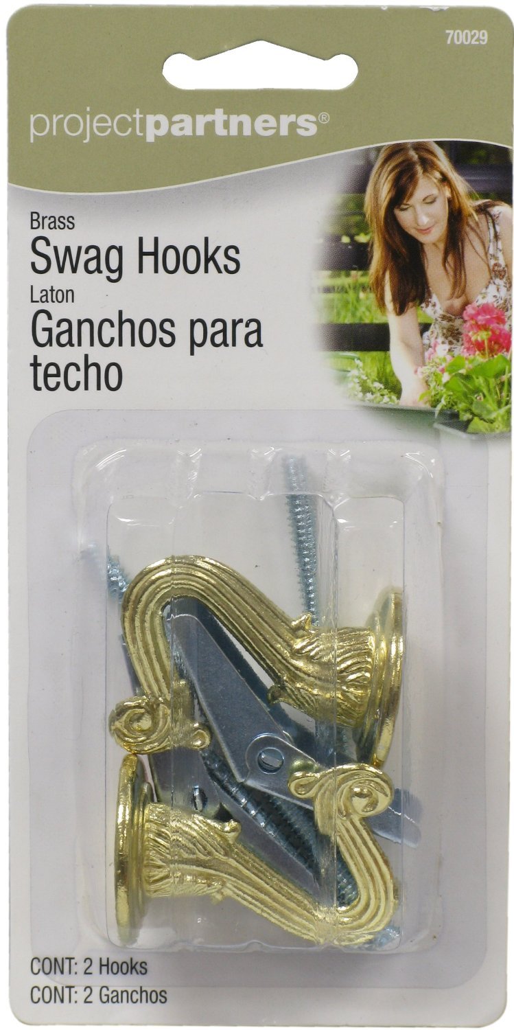 Set of 6 Project Partners Small Brass Plated Swag Hooks