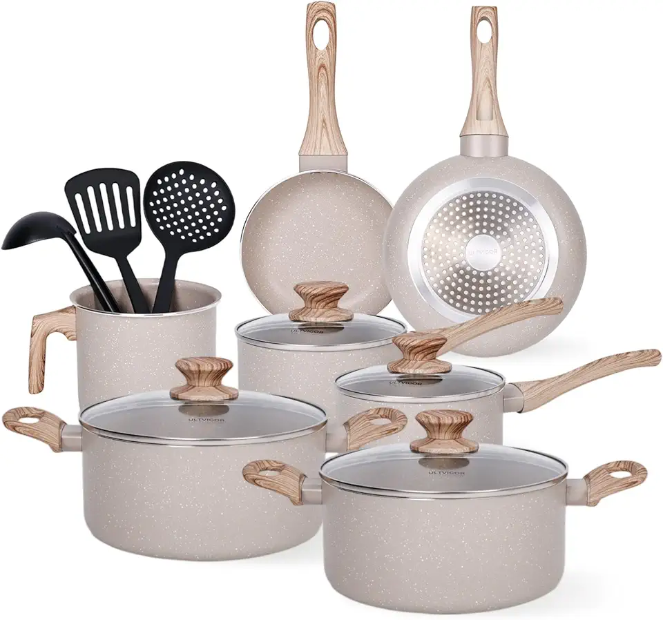 Jogo de Panelas Cerâmica Antiaderente Indução 10 Peças, Compatível com Fogão de Indução, Gás e Elétrico, Cinza
