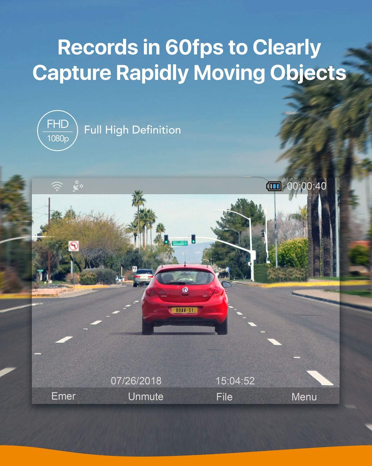 Roav Dash Cam by Anker, Full HD 1080p Resolution, Sony Starvis Sensor, Built-in GPS, Wi-Fi, Nighthawk Vision, Wide-Angle Lens, Motion Detection, Parking Mode, SD Card NOT Include
