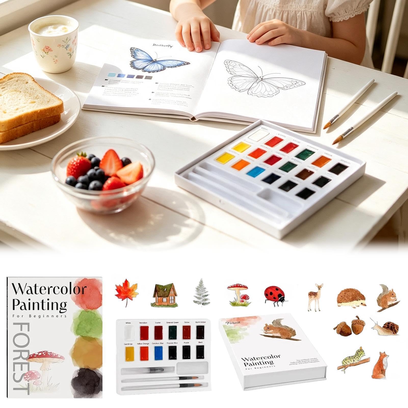 Livre de coloriage aquarelle pour projets de peinture adaptés aux débutants