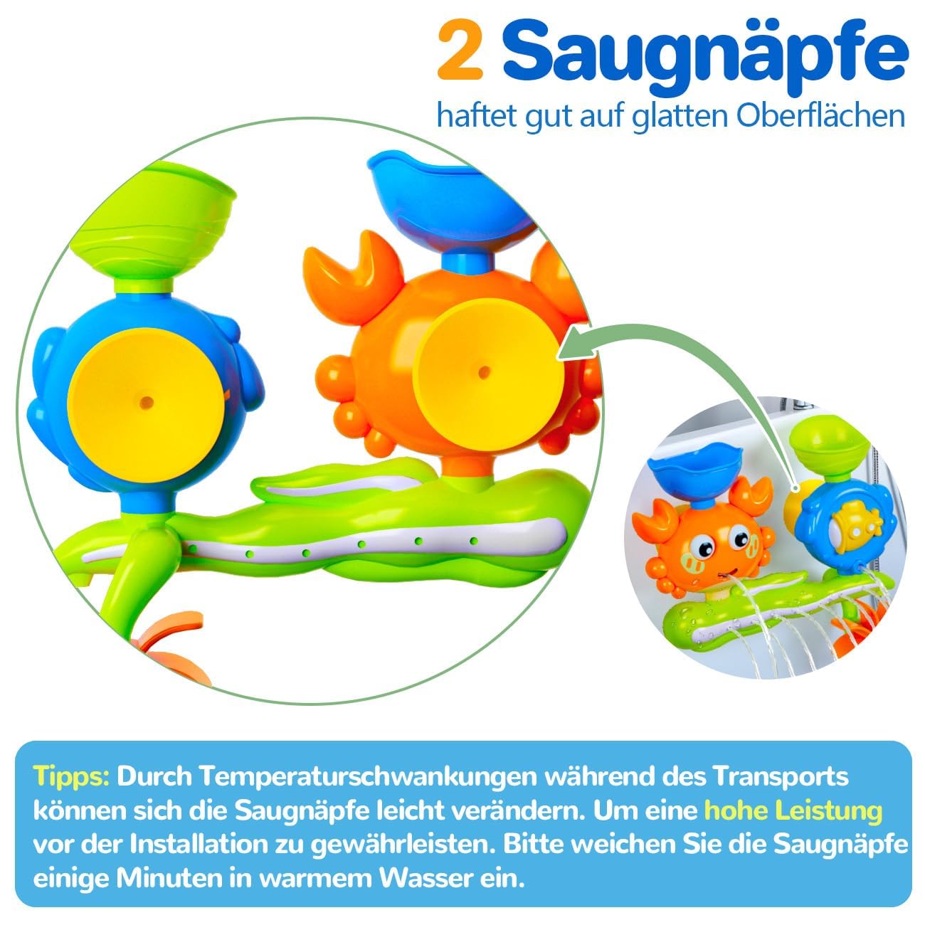 Juguete de baño para niños de 1 a 3 años: a partir de 1 año de juguete acuático, cangrejo de agua, juguete de bañera y exterior, juguete educativo regalo para niños, niñas, cumpleaños de bebé, regalo
