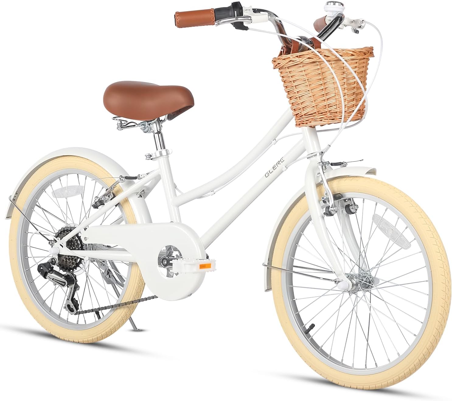 Glerc Missy 20 24 26 Inch Girl Cruiser Hybrid 6-Speed City Bicycle for Youth Girls Over 8 Years Old with Wicker Basket & Kickatand, Multiple Colors