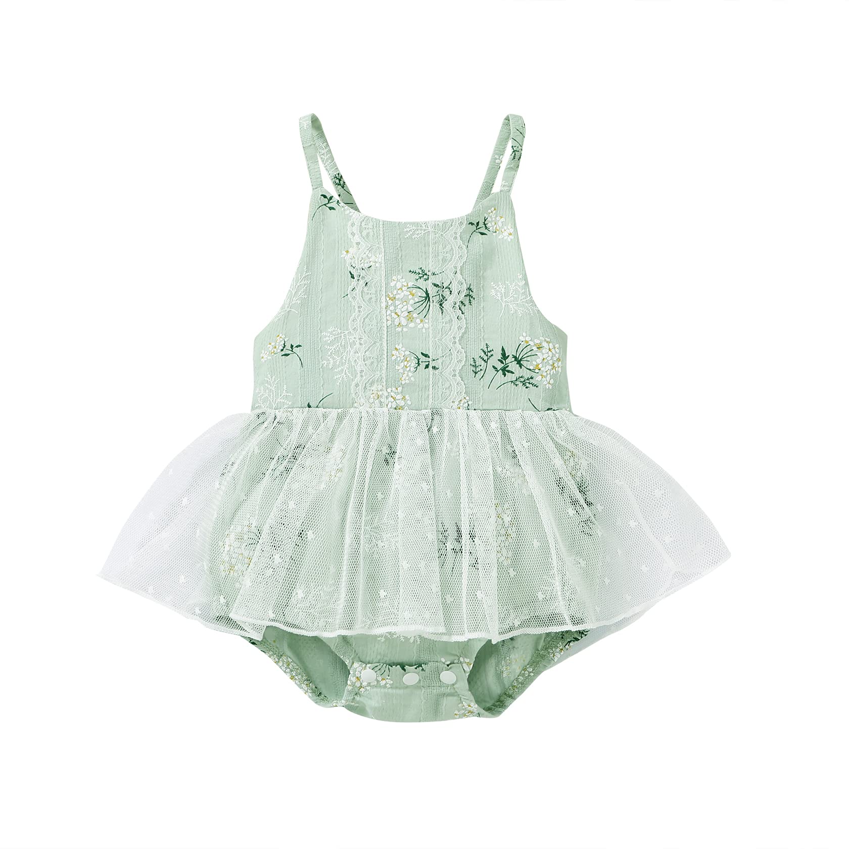 Newborn Baby Girl Lace Romper Backless Floral Onesies Jumpsuit Tutu Tulle  Skirt Bodysuit Summer Outfits - Main Image