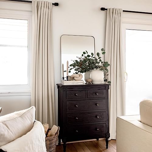 Miniatura 9 de INOVADAY Cortinas 100% opacas para dormitorio de 84 pulgadas de largo, juego de 2 paneles, cortinas opacas de lino sintético con pestaña trasera,