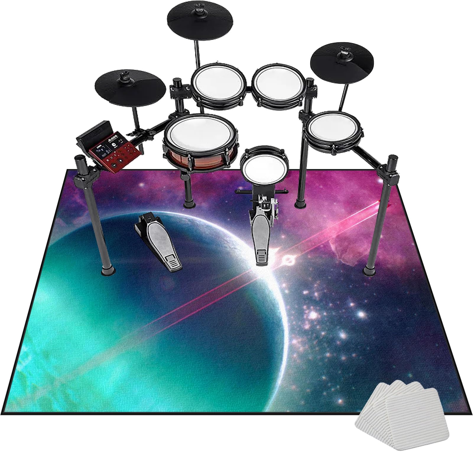 210 x 180 cm Tappeto per Batteria, Professionale Tappetino Drum Insonorizzato Antiscivolo, Tappeto per Batteria e Strumenti a Percussione Elettronici Kit per Grancassa, Rullante e Altri Strumenti