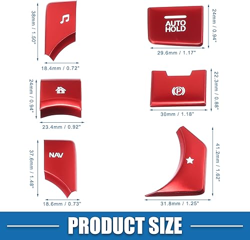 Miniatura 5 de Cubierta de interruptor de freno de mano multimedia para Mazda CX-5 2017-2020, color rojo (juego de 7)