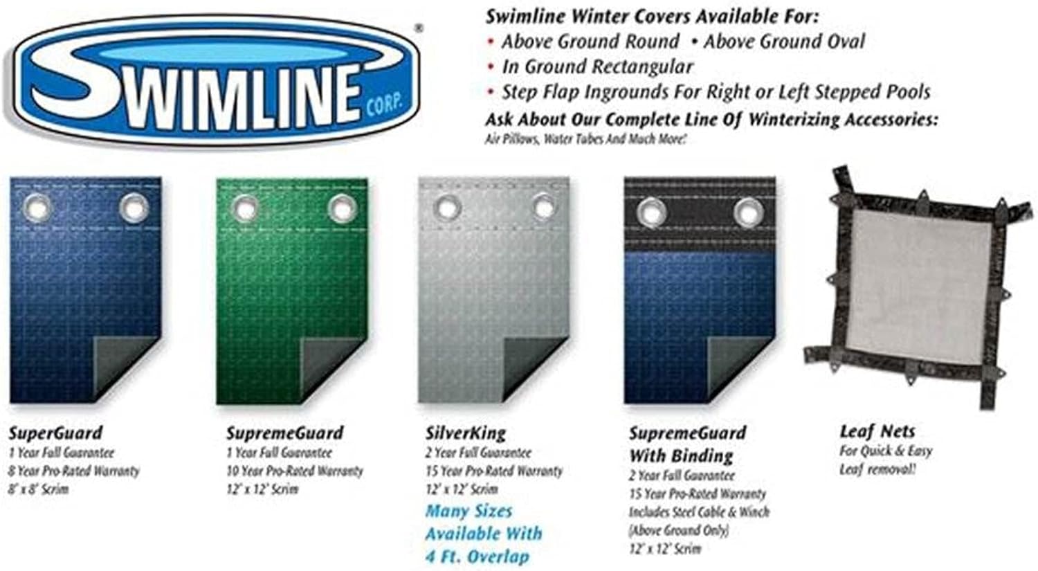 Swimline 30 Foot Round Above Ground Swimming Pool Winter Cover with 4 Foot of Overlap, Cable, Ratchet and Metallic Grommets, Pool Cover Only