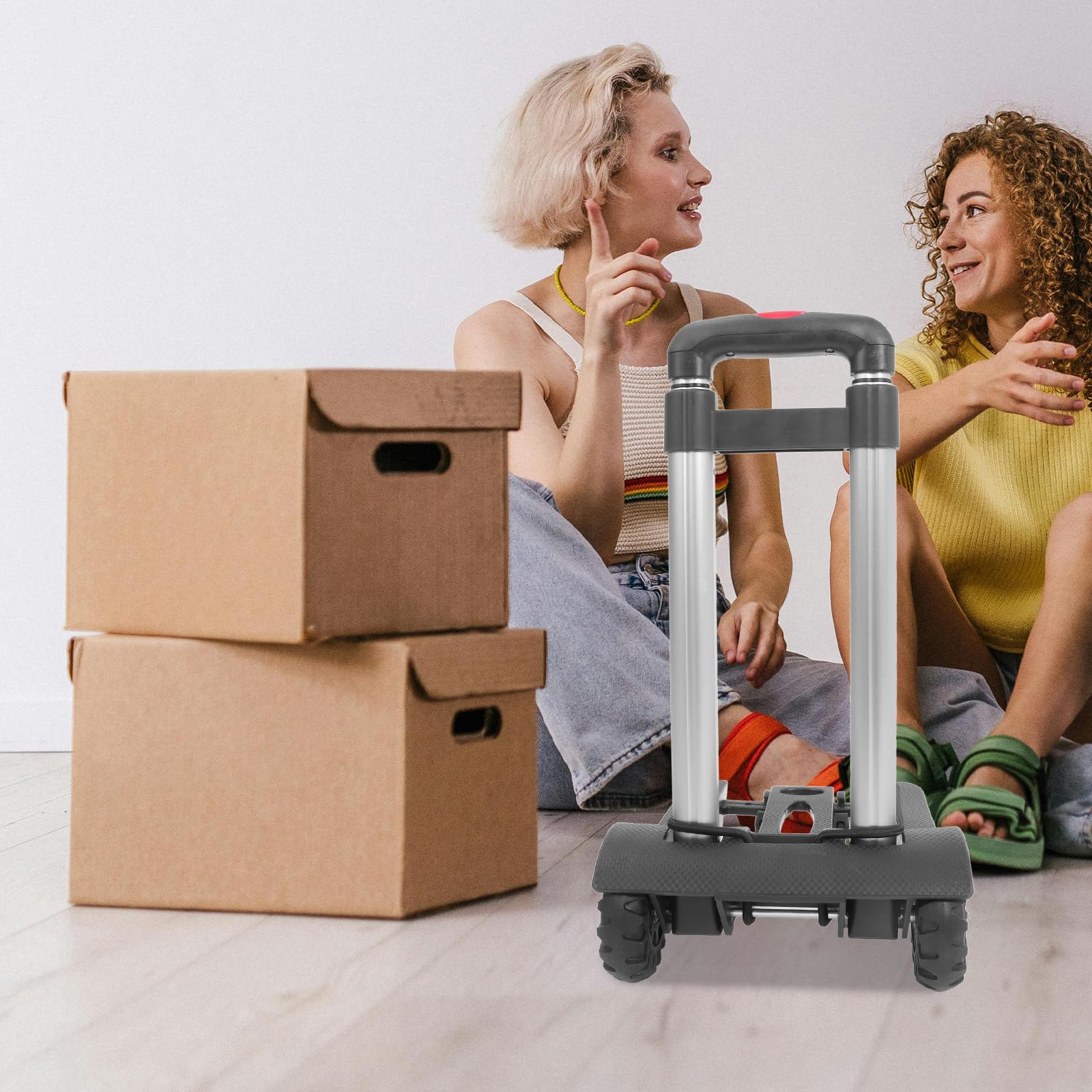 HOMSFOU Carrello Pieghevole con Ruote e Manico Regolabile Portavaligie e Spesa Leggero e Compatto Capacità Elevata per Trasporto Pesante Trolley Richiudibile per Acquisti e Viaggi