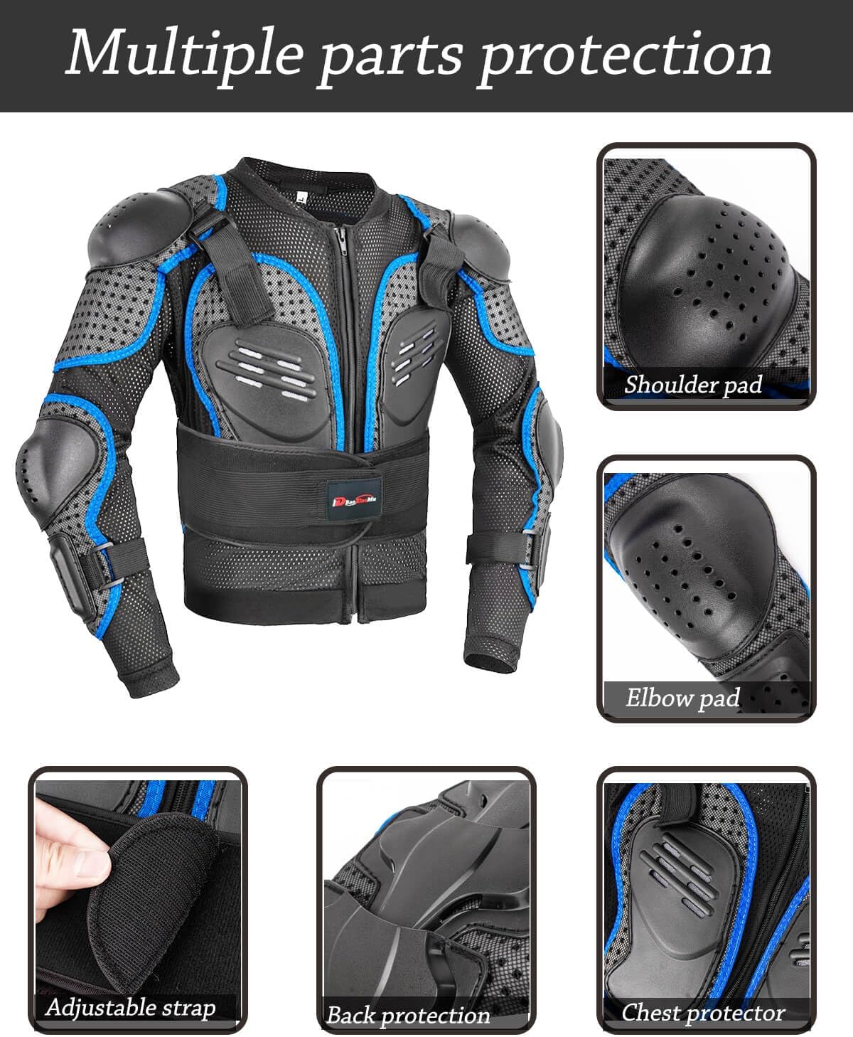 Kids Motorcycle Jacket-Dirt Bike Gear for MTB ATV,Motocross Armor Jacket,Chest Back Elbow Protection for Skateboard Skating