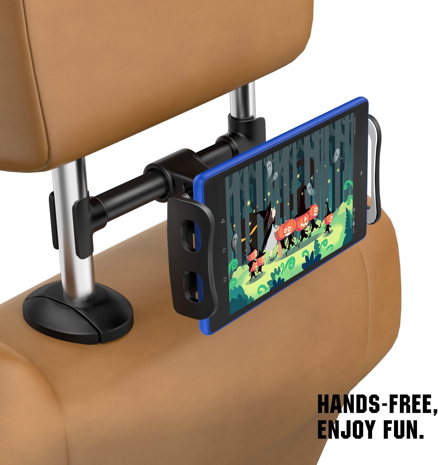 MoKo Headrest Phone/Tablet Car Mount, Adjustable Tablet Holder for 4-12.9" Devices, Fit with iPhone 17/17 Air/17 Pro/17 Pro Max, iPhone 16/Pro/Pro Max/Plus, iPhone 15/Pro/Plus,iPad Air 4/Mini 6,Black