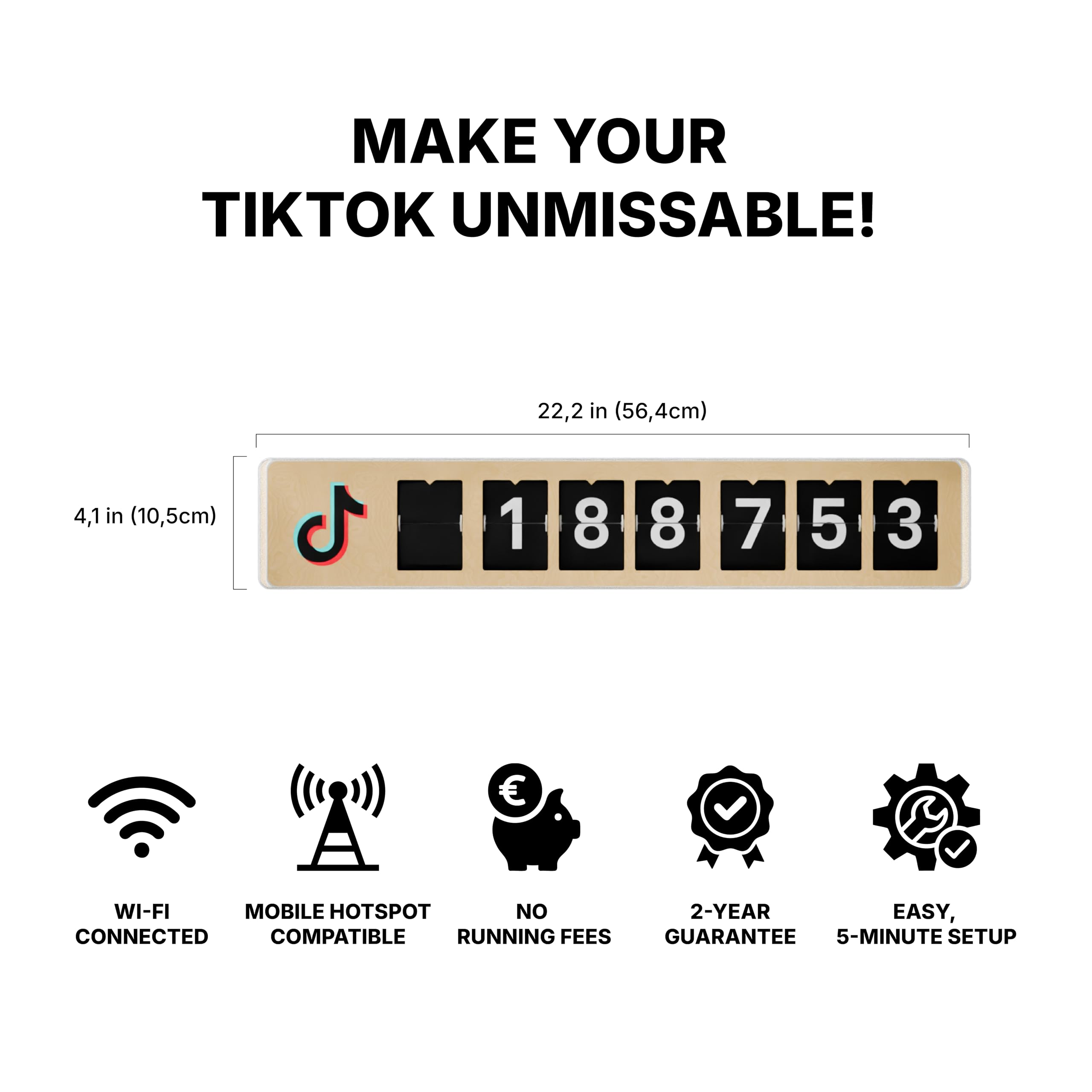 Licznik Obserwujących TikTok na Żywo, Ruchome Klapki, 7 Cyfr