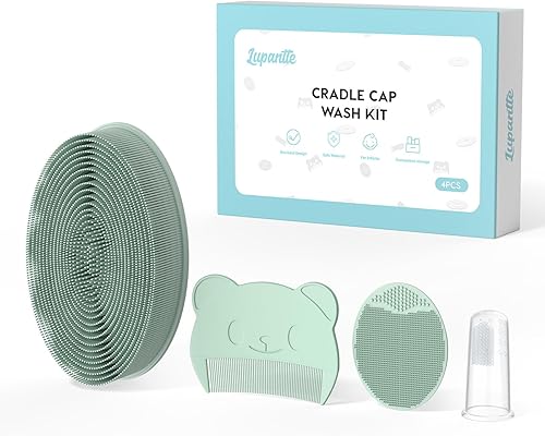 Miniatura 1 de Lupantte Juego de artículos esenciales para el cuidado del bebé para piel seca, tapa de cuna y eczema, incluye cepillo de silicona para cuna,