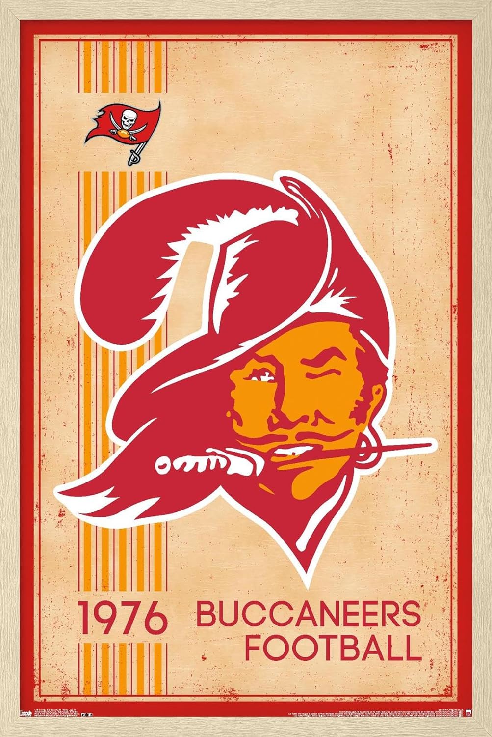 Trends International NFL Tampa Bay Buccaneers - Retro Logo 14 Wall Poster, 22.375" x 34", Black Framed Version